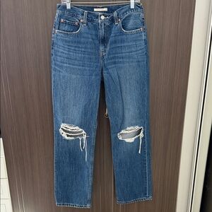 Levi’s Classic Blue Distressed Straight Leg Jeans